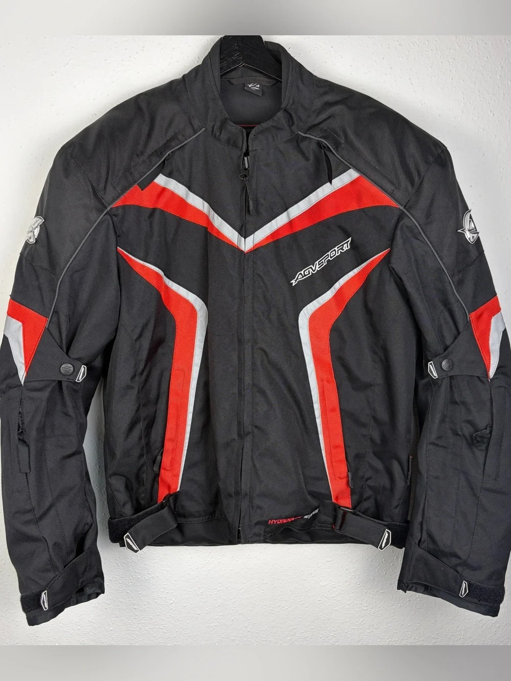 AGVSPORT Hydrobloc Motorcycle Jacket Men XL Armored Black Red Riding Biker